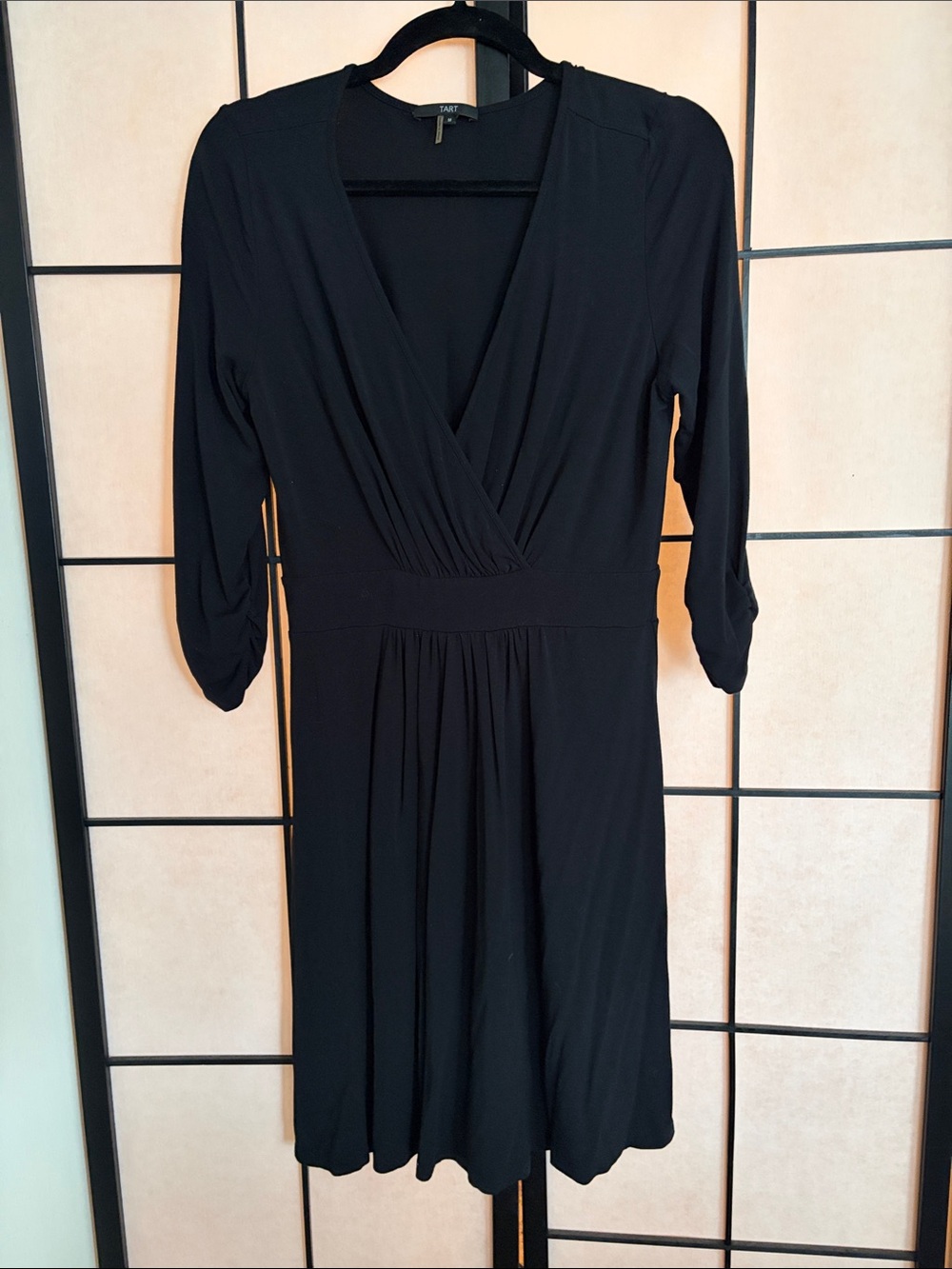 Tart Black Long-Sleeve Wrap Dress